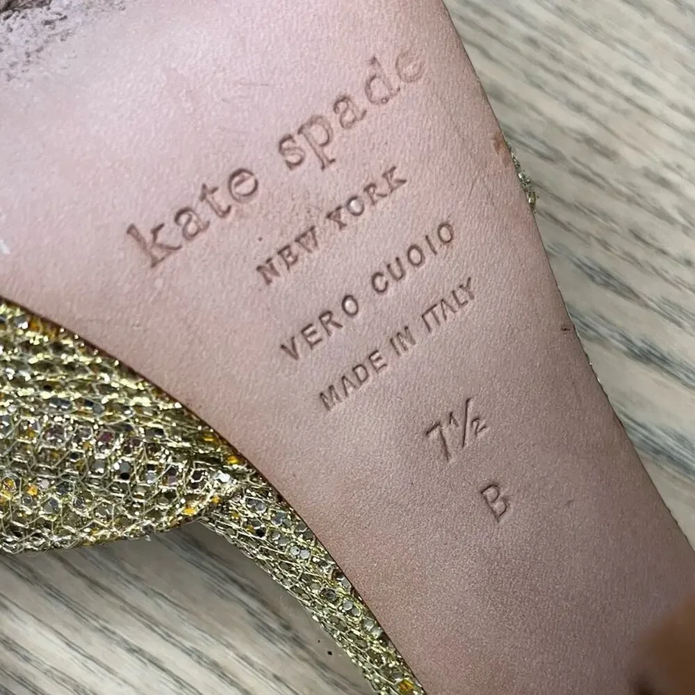 kate spade ♠️ new york Briana Platform Block Heel Gold Glitter Heels Women’s 7.5